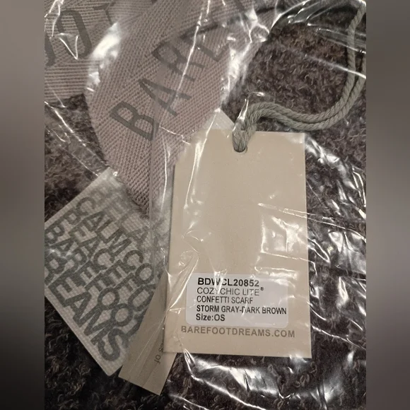 Barefoot Dreams Cozychic Lite Confetti Scarf Dark Brown Storm Grey Women's New - Picture 2 of 5